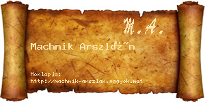 Machnik Arszlán névjegykártya